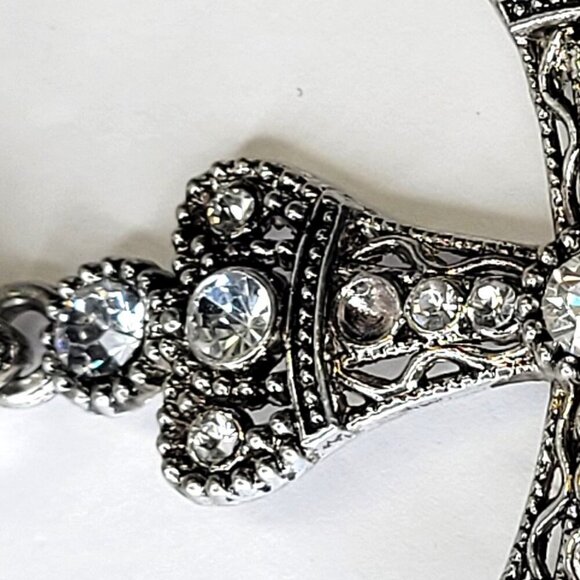 Cross Pendant Necklace with Rhinestones - Picture 13 of 14